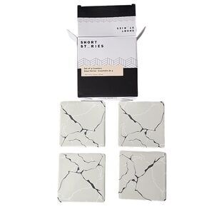 NIB Short Stories‎ Set of 4 Gray Marble Pattern Stoneware Coasters